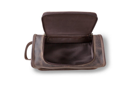 Personalized Distressed Leather Brown Toiletry Bag -  - JDS