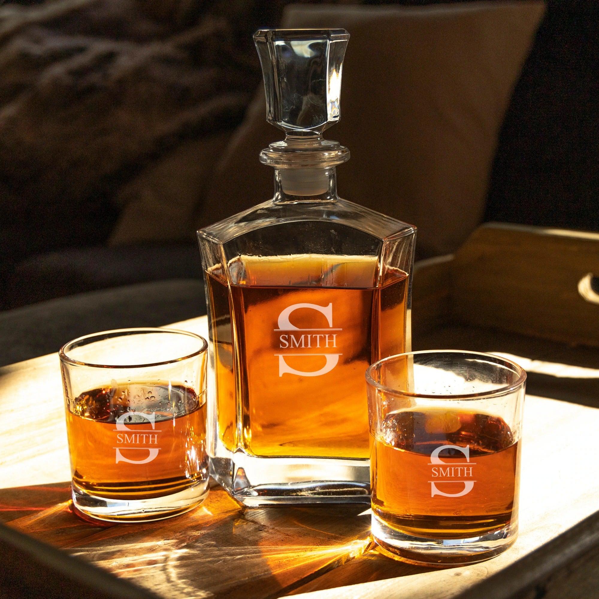 Personalized Decanter Set with 2 Whiskey Glasses -