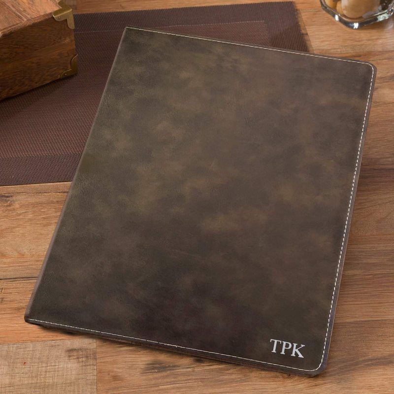 Monogrammed Rustic Portfolio with Notepad - Silver - JDS
