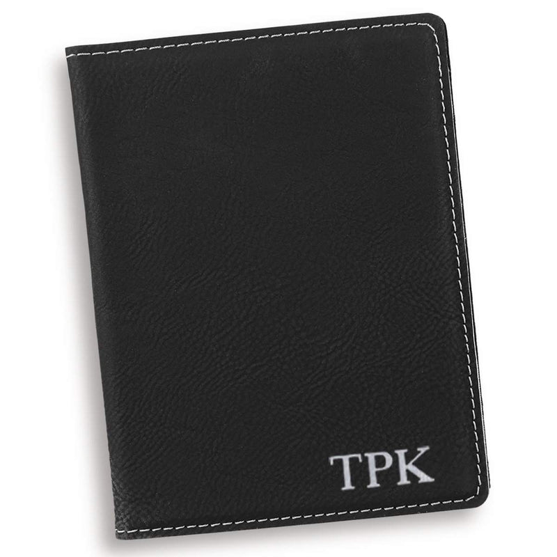 Personalized Black Passport Holder - Silver - JDS