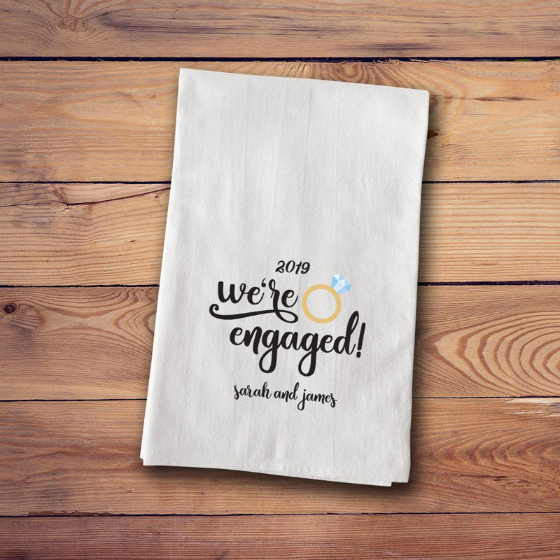 Personalized Engagement & Wedding Tea Towels - Engaged - JDS
