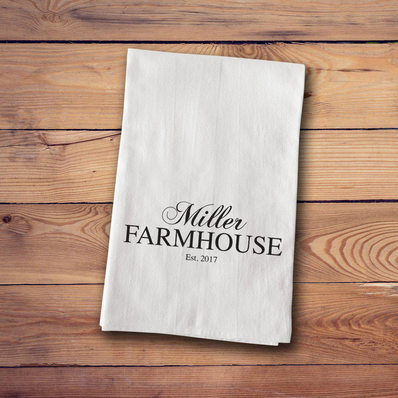 Personalized Farmhouse Cotton Tea Towels - FamilyName - JDS