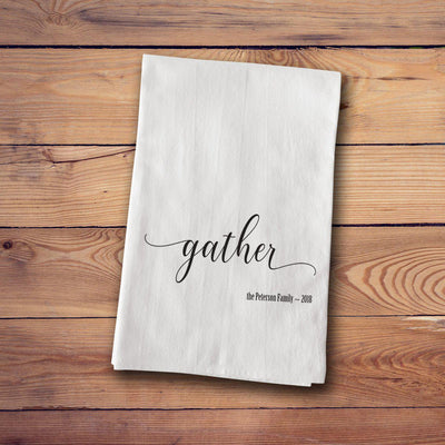 Personalized Farmhouse Cotton Tea Towels - Gather - JDS