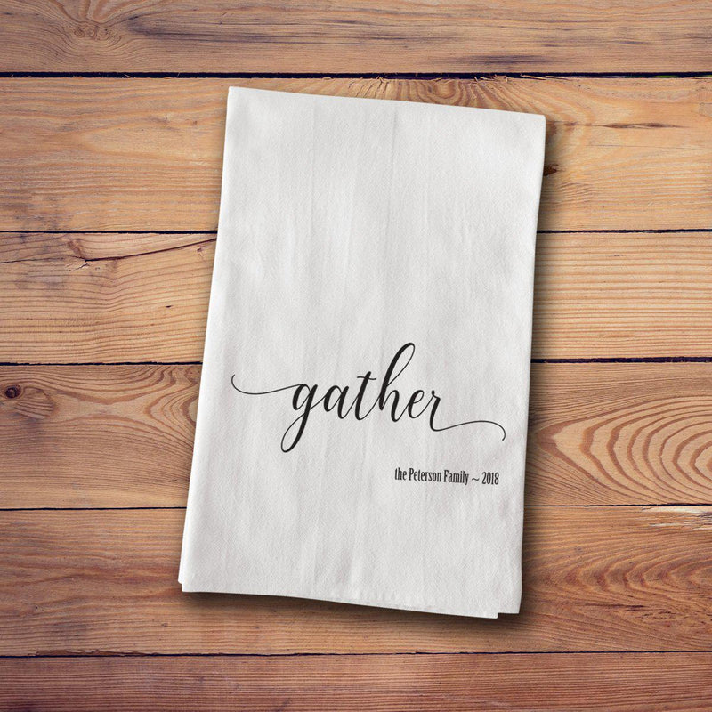Personalized Farmhouse Cotton Tea Towels - Gather - JDS
