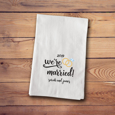 Personalized Engagement & Wedding Tea Towels - Married - JDS