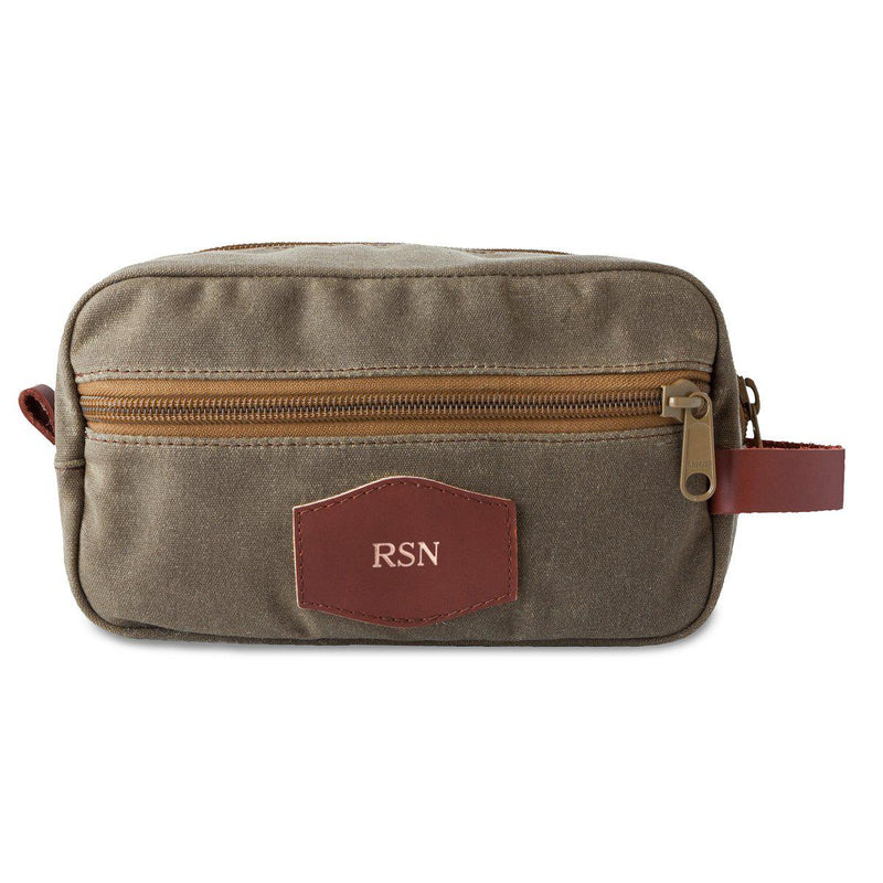 Groomsmen Set of 5 Personalized Tan Toiletry Bags - Rose Gold - JDS