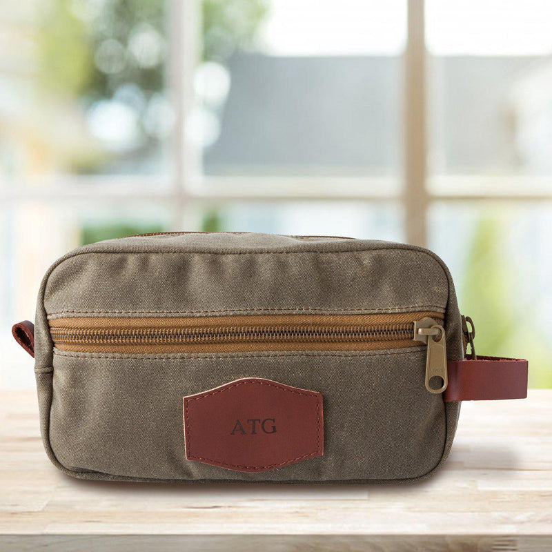 Personalized Waxed Canvas Field Tan Toiletry Bag - Blind - JDS