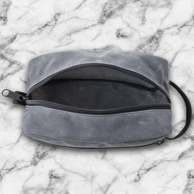 Personalized Waxed Canvas Charcoal Toiletry Bag -  - JDS