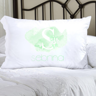 Personalized Kids' Watercolor Pillowcase - Green - JDS