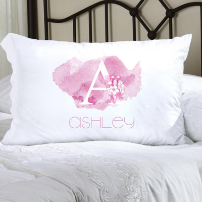 Personalized Kids' Watercolor Pillowcase - Pink - JDS