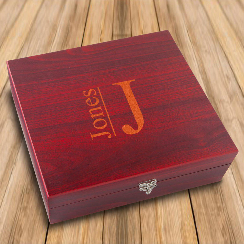 Personalized Rosewood Martini Gift Set Box -