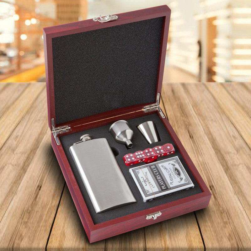 Personalized Poker Night Gift Set - Flask & Cards -  - Lazerworx