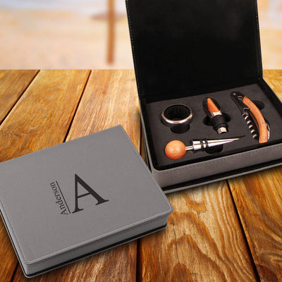 Personalized Gray 4 Piece Wine Tool Set -  - JDS