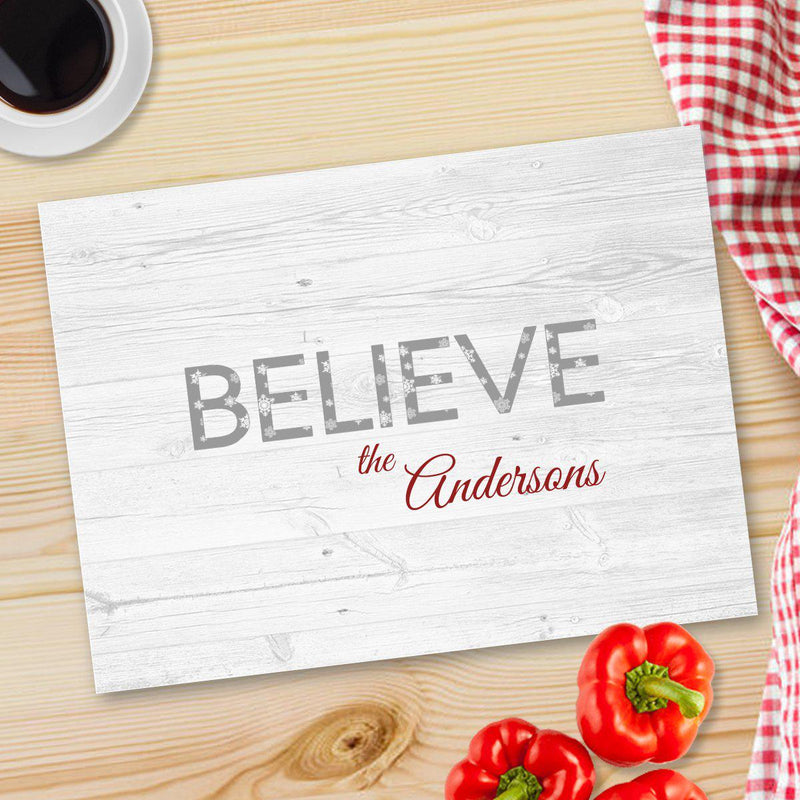 Personalized Christmas Glass Cutting Boards - Believe - JDS