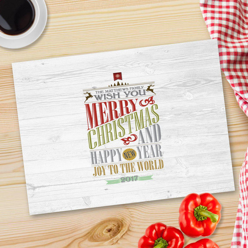 Personalized Christmas Glass Cutting Boards - Christmas Words - JDS