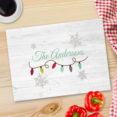 Personalized Christmas Glass Cutting Boards - Lights - JDS