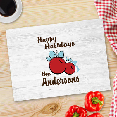 Personalized Christmas Glass Cutting Boards - Xmas Bulbs - JDS