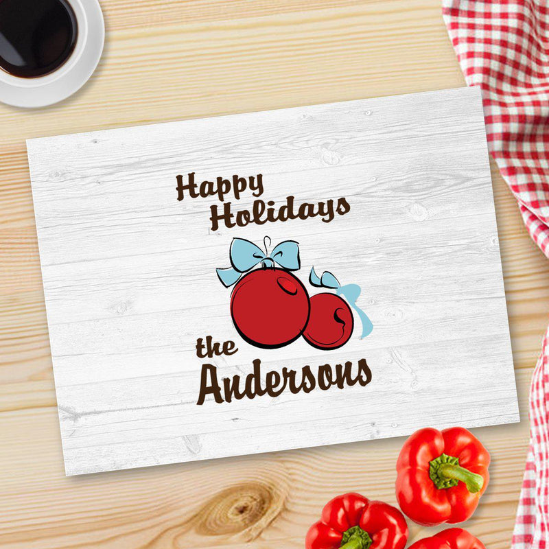 Personalized Christmas Glass Cutting Boards - Xmas Bulbs - JDS