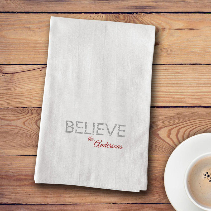Personalized Christmas Tea Towels - 12 designs - Believe - JDS