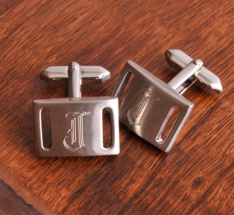 Personalized Brushed Silver Cufflinks -  - JDS