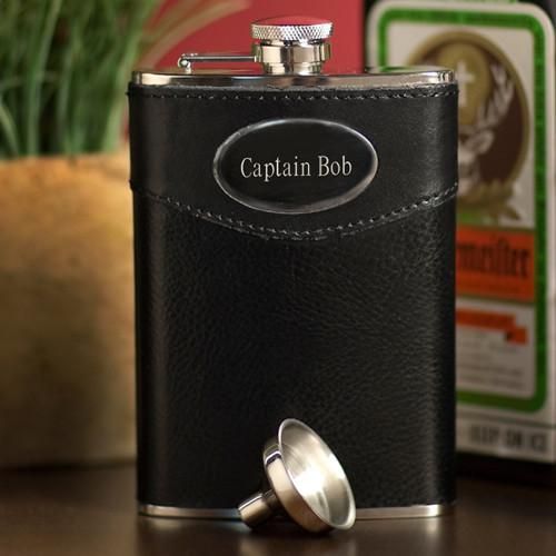 Personalized Leather Flasks - 8 oz. -  - JDS