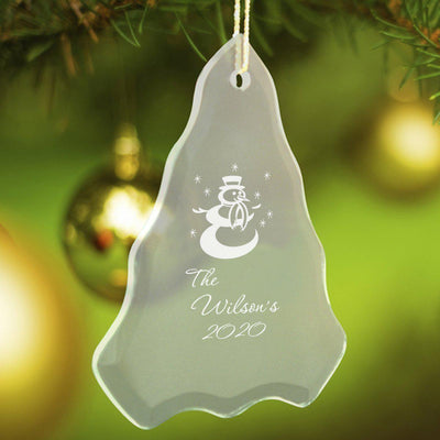 Personalized Tree Shaped Glass Ornaments - Snowman - JDS