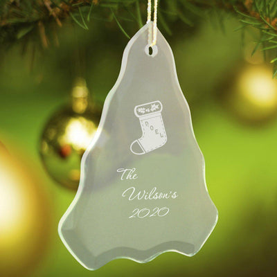 Personalized Tree Shaped Glass Ornaments - Stocking - JDS