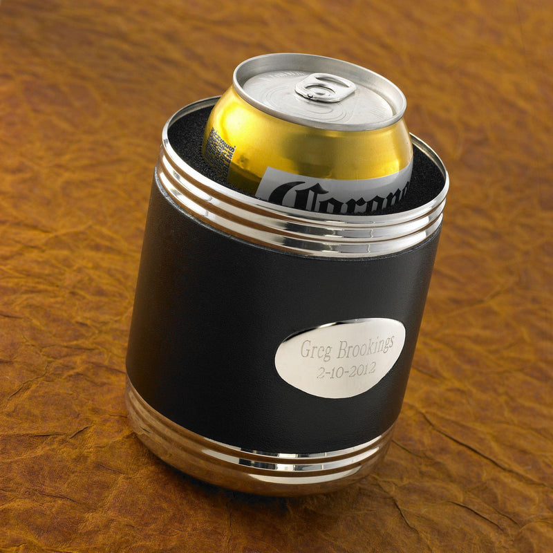 Personalized Black Leather Can Coolers -  - JDS