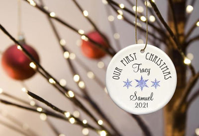 Our First Christmas Personalized Ceramic Ornament for Couples -  - JDS