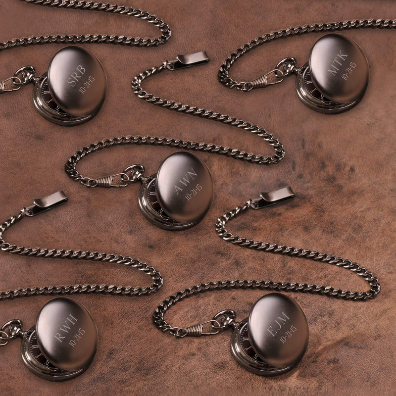 Set of 5 Personalized Gunmetal Pocket Watches -  - JDS