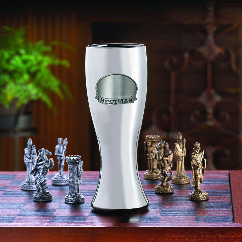 Personalized Groomsman Gunmetal Medallion Pilsner - Bestman - JDS