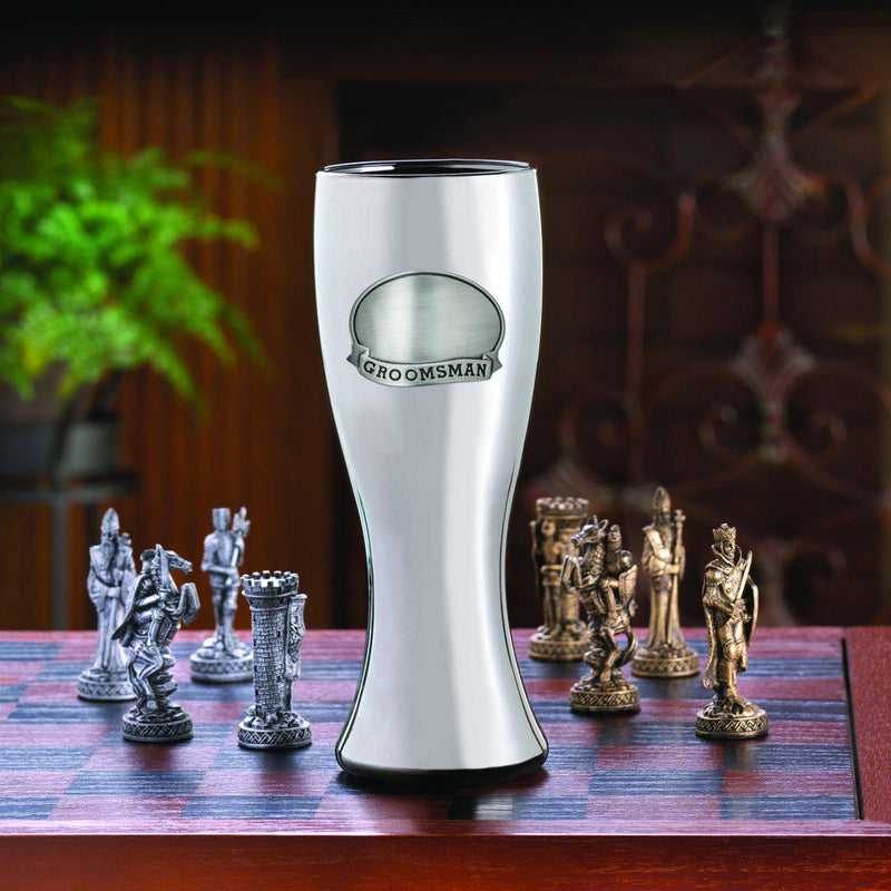Personalized Groomsman Gunmetal Medallion Pilsner - Groomsman - JDS