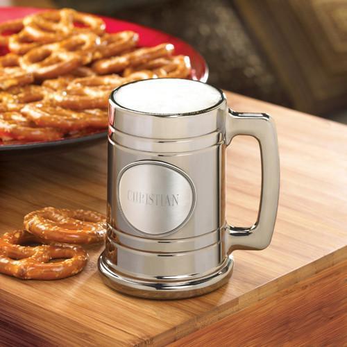 Personalized Groomsman Gunmetal Medallion Beer Mug -  - JDS