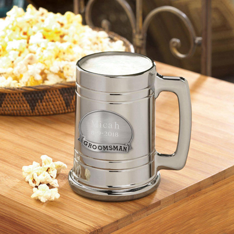 Personalized Groomsman Gunmetal Medallion Beer Mug - Groomsman - JDS
