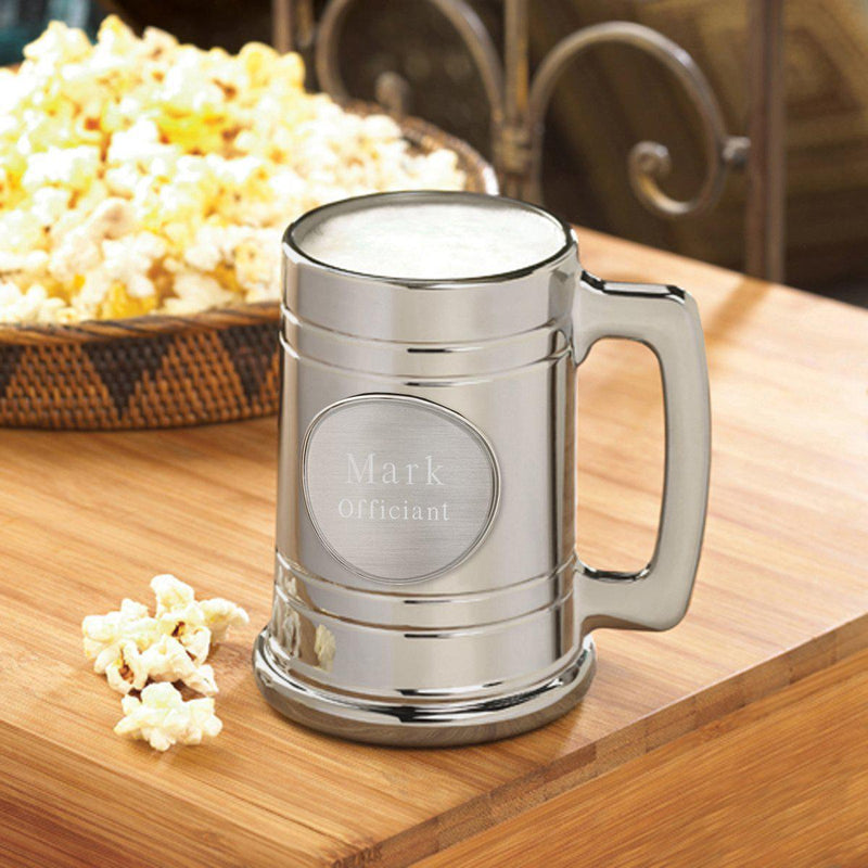 Personalized Groomsman Gunmetal Medallion Beer Mug - Plain - JDS