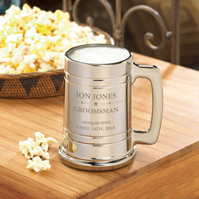 Personalized Groomsmen Metallic Beer Mug -  - JDS