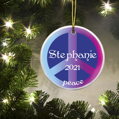 Personalized Kids Colorful Ceramic Ornaments - Peace - JDS