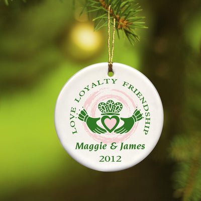 Personalized Irish Ceramic Ornaments - Claddagh - JDS