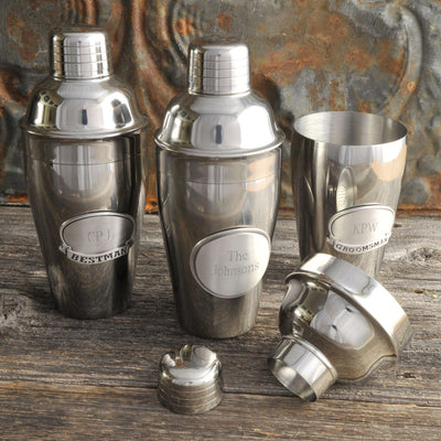 Personalized Groomsmen Cocktail Shaker with Pewter Medallion -  - JDS