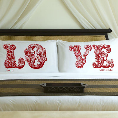 Personalized Couples  LOVE Pillowcases - Red - JDS