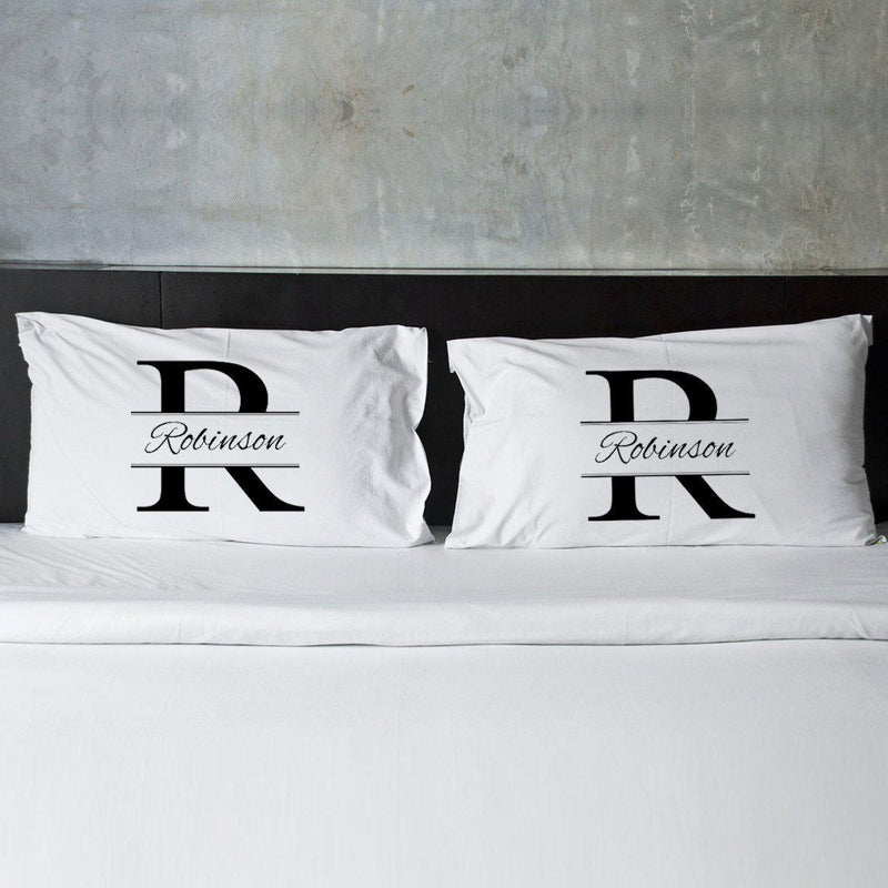 Personalized Couples Pillow Cases- 9 Designs - Stamped Monogram - JDS