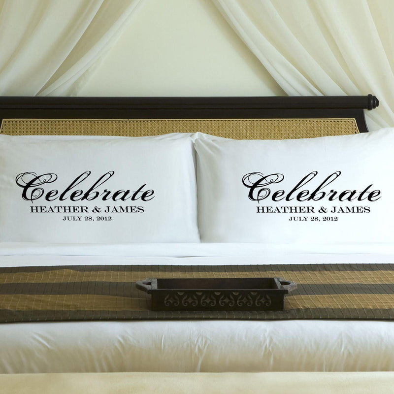 Personalized His & Hers Couples Pillowcase Set - Black - JDS