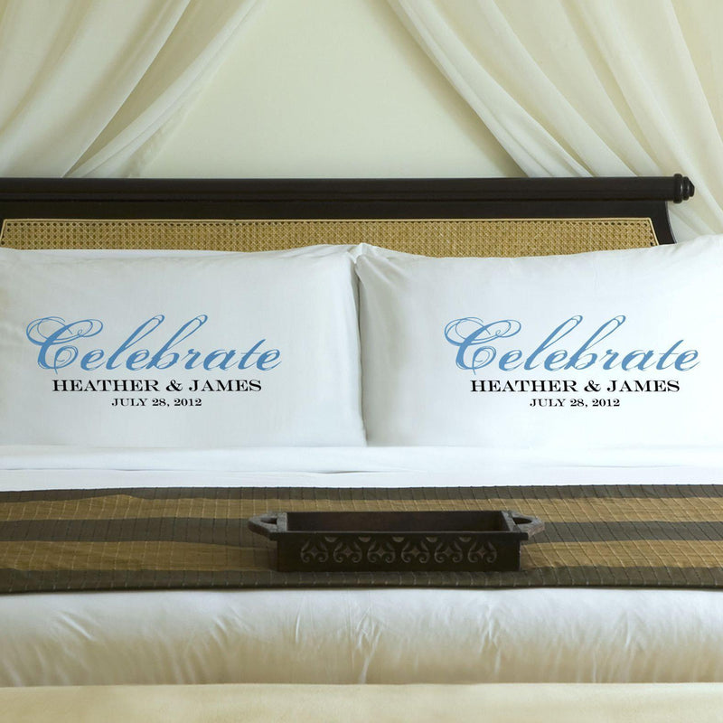 Personalized His & Hers Couples Pillowcase Set - Blue - JDS