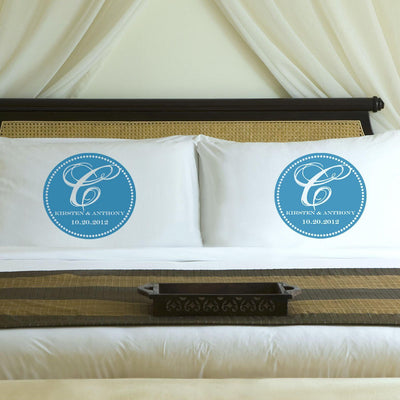 Personalized Magical Monogram Couples Pillowcases - Blue - JDS