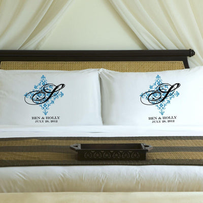Personalized Perfect Panache Couples Pillowcases - Blue - JDS