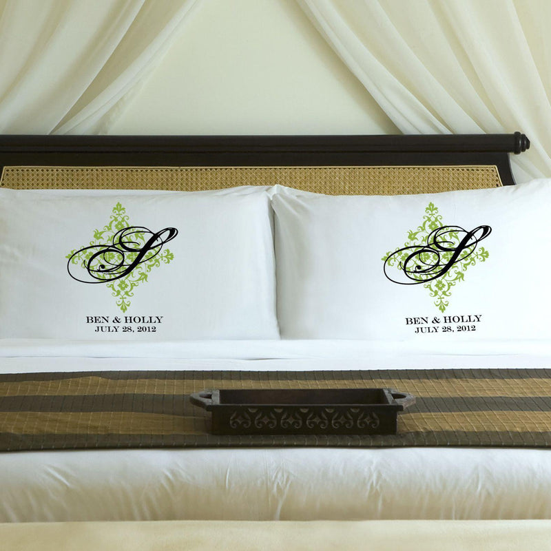 Personalized Perfect Panache Couples Pillowcases - Green - JDS