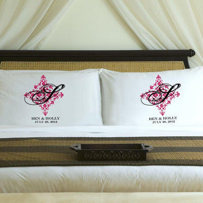 Personalized Perfect Panache Couples Pillowcases - Pink - JDS