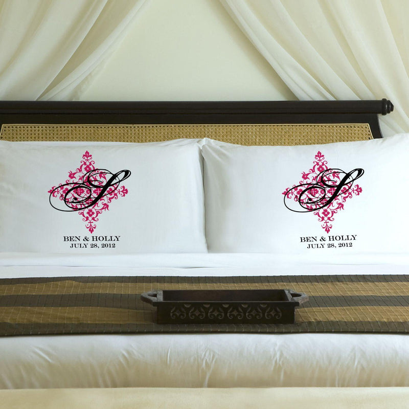 Personalized Perfect Panache Couples Pillowcases - Pink - JDS
