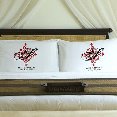 Personalized Perfect Panache Couples Pillowcases - Red - JDS