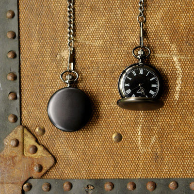Personalized Midnight Black Pocket Watch - 1.5" -